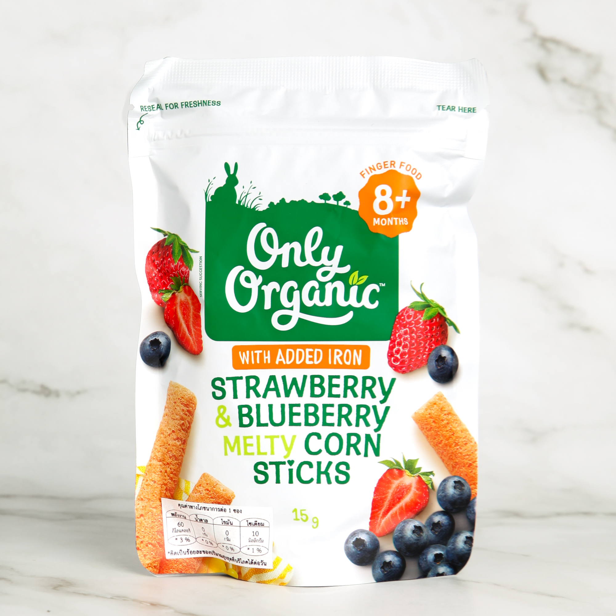 Strawberry & Blueberry Melty Corn Sticks - Only Organic